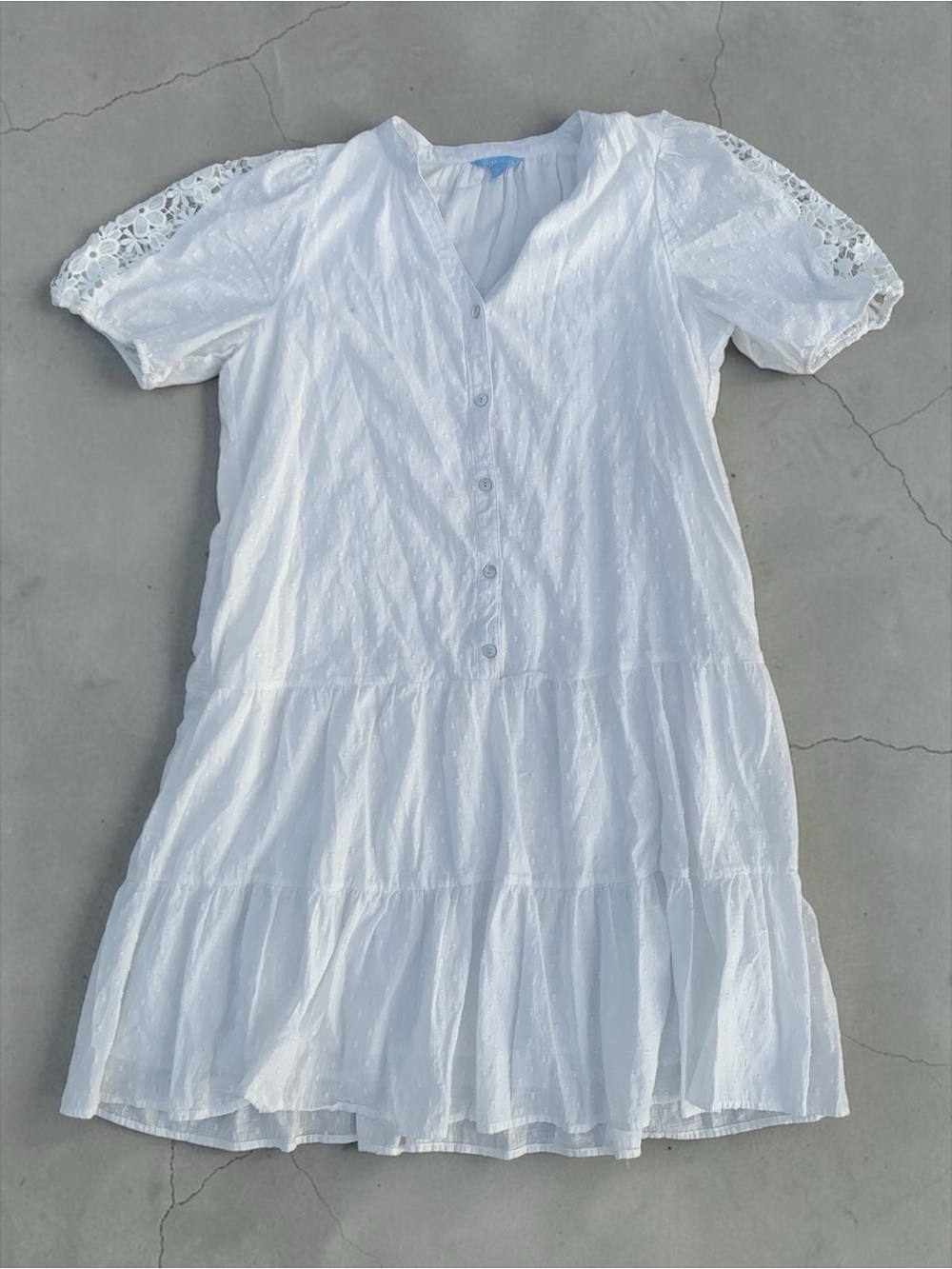 Draper James White Button-Front Tiered MIDI Dress XL